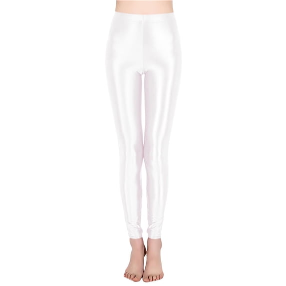 Plus Size Women's Workout Leggings Shiny Stretch Fabric Yoga Tights