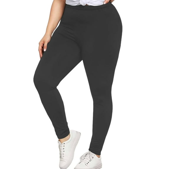Plus Size Women's Yoga Pants - High Waist Hip Lifting Workout Leggings (XL-5XL, 18 Colors) | Yubnlvae (Black | XL)