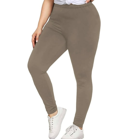 Plus Size Women's Yoga Pants - High Waist Hip Lifting Workout Leggings (XL-5XL, 18 Colors) | Yubnlvae (Coffee | 3XL)