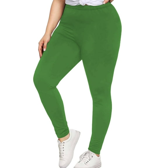 Plus Size Women's Yoga Pants - High Waist Hip Lifting Workout Leggings (XL-5XL, 18 Colors) | Yubnlvae (Green | XL)