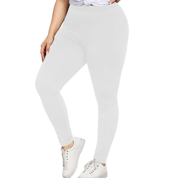 Plus Size Women's Yoga Pants - High Waist Hip Lifting Workout Leggings (XL-5XL, 18 Colors) | Yubnlvae (White | XL)