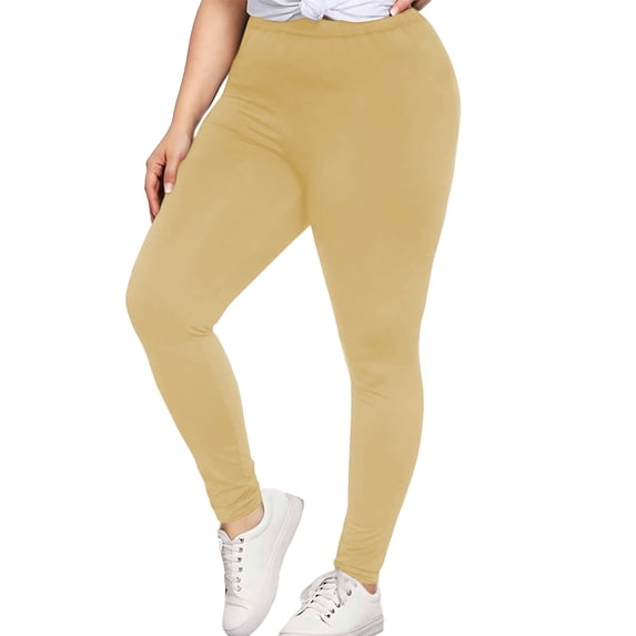 Plus Size Women's Yoga Pants - High Waist Hip Lifting Workout Leggings (XL-5XL, 18 Colors) | Yubnlvae (Yellow | XXL)