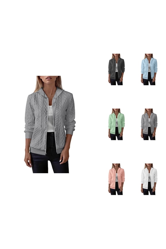 Plus Size Women's Zip-Up Hoodie Sweatshirt, Long Sleeve Fall Winter Outerwear, Casual Daily Wear, Stylish Simplicity
