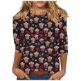 thumbnail image 1 of Plus Size Womens 3/4 Sleeve Tops Cute 3D Fruit Print T Shirts Casual Crewneck Tunic Basic Tee Shirt, 1 of 5