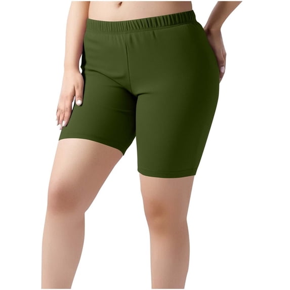 Plus Size Womens Biker Shorts Elastic Waist Casual Yoga Workout Gym Shorts Lightweight Comfy Soft Solid Color Sport Shorts