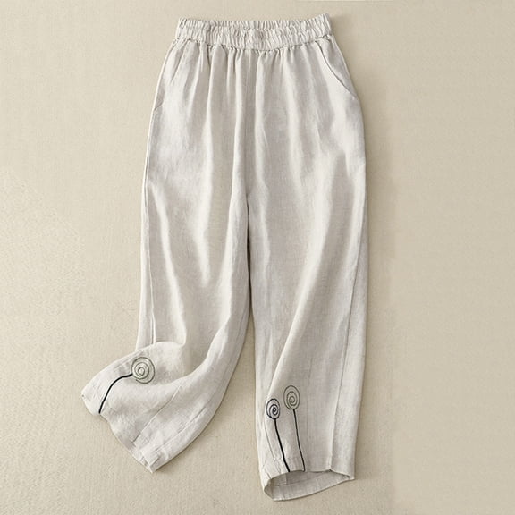 Plus Size Womens Capri Pants, Xunlbb Fashion Women Elastic Forces Waist Casual Cropped Trousers Pants(Beige,XL)