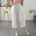 thumbnail image 1 of Plus Size Womens Capri Pants, Xunlbb Ladies' Fashionable Solid Color Loose Elastic Waisted Lantern Pants Cotton And Linen Women's Pants Cropped Pants(White,XL), 1 of 3