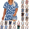 thumbnail image 1 of Plus Size Womens Clothing Women's Short Sleeve Tops Ladies' Blouses Women's Tunic Tops Dress Shirts Blue XXXL, 1 of 5