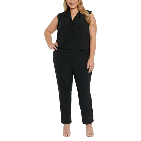 Plus Size Womens Coldesina Bailey Faux Wrap Jumpsuit, Size 3X - Black Black 3X