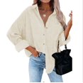 thumbnail image 1 of Plus Size Womens Corduroy Button Down Boyfriend Shirts Long Sleeve Oversized Blouses Tops Coat Solid Color, 1 of 4