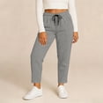 thumbnail image 1 of Plus Size Womens Cotton Pants Joggers Leisure Sports Workout Solid Color Elastic Waist Sports Casual Pants with Side Pockets Size L-5XL, 1 of 9