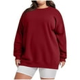 thumbnail image 1 of Plus Size Womens Fashion Fleece Sweatshirts Long Sleeve Casual Solid Color Pullover Lightweight Loose Fall Winter Warm Tops, 1 of 5