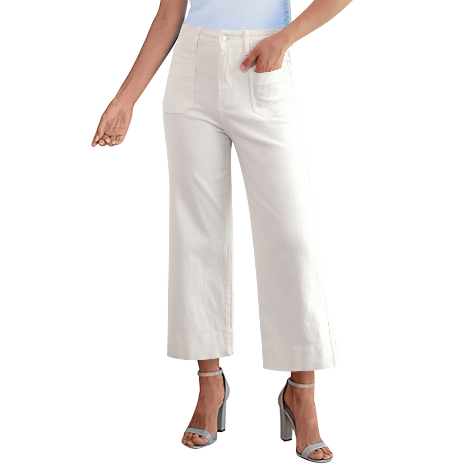 Plus Size Jeans High Waist Wide Leg Pants