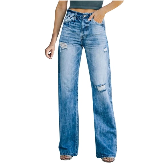 Plus Size Womens Mid-Rise Pull-On Straight Extra Stretch Light Weight Denim Pant Casual Skinny Pencil Pants Jeans XS-5XL