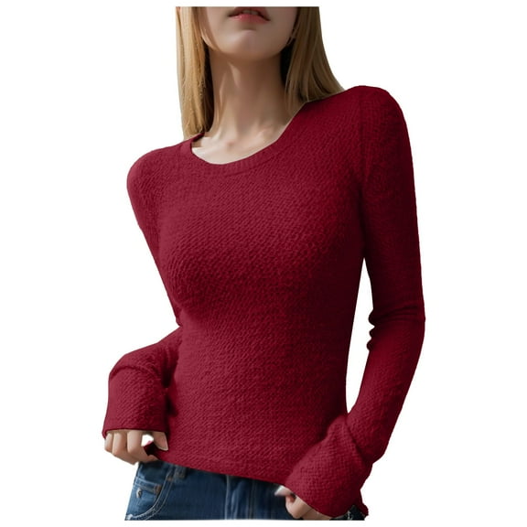Plus Size Womens Ribbed Crewneck T Shirts Casual Slim Fit Basic Layering Tops for Comfortable Stylish Outfits