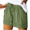 thumbnail image 1 of Plus Size Womens Running Shorts Athletic Casual Solid Basic Drawstring Elastic Waist Soft Cotton Loose Sports Active Short with Pockets, 1 of 7