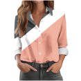 thumbnail image 1 of Plus Size Womens Shirts Graphic Printed Button Down Lapel Collared Tops Long Sleeve Loose Casual Dressy Blouses (L, Orange), 1 of 7