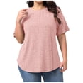 thumbnail image 1 of Plus Size Womens Short Sleeve Ribbed Knit Shirts Summer Casual Loose Fit Tshirts Crew Neck Basic Tunic Tops, 1 of 6