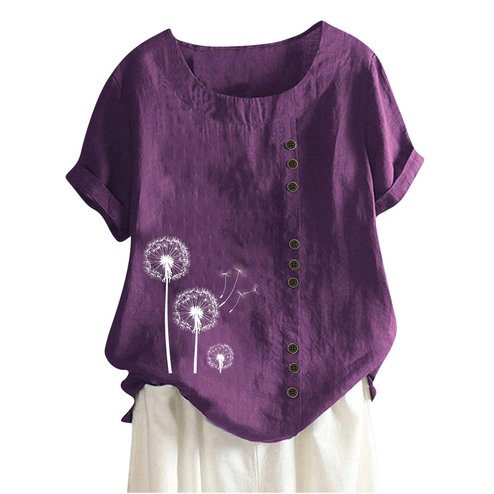 Plus Size Half Button Short Sleeve T-Shirt