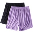 thumbnail image 1 of Plus Size Womens Shorts 2Pc Women's Summer Color Elastic Waist Thin Shorts Home Pants Sports Outerwear Purple Xl, 1 of 2