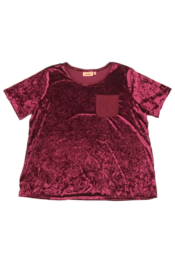 Plus Size Womens Soft Wine Pink Crinkle Short Sleeve T-Shirt Tee Shirt 2X