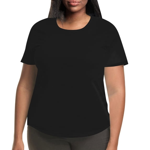 Plus Size Womens Solid Color Crew Neck Short Sleeve T-Shirt Comfortable Stylish Casual Top S-XXXL