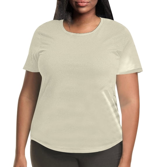 Plus Size Womens Solid Color Crew Neck Short Sleeve T-Shirt Comfortable Stylish Casual Top S-XXXL
