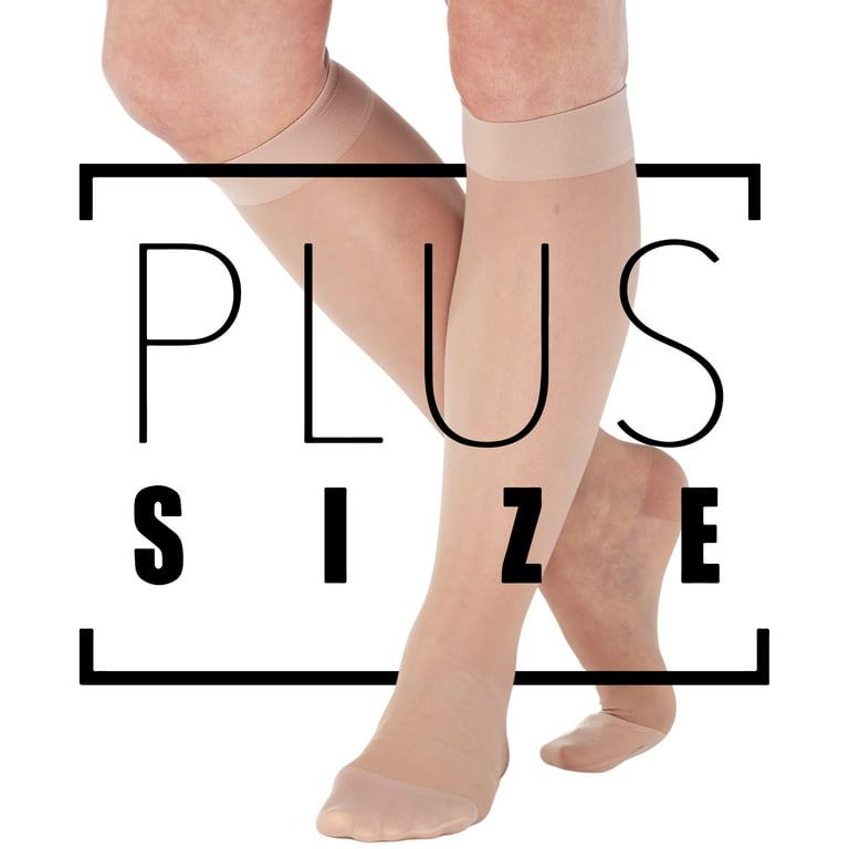 Plus Size Womens Support Socks for Varicose Veins 15-20mmHg - Nude, 7XL