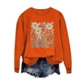 thumbnail image 1 of Plus Size Womens Sweatshirts Hoodless Long Sleeve Printed Casual Loose Sweatshirts Orange XS, 1 of 3