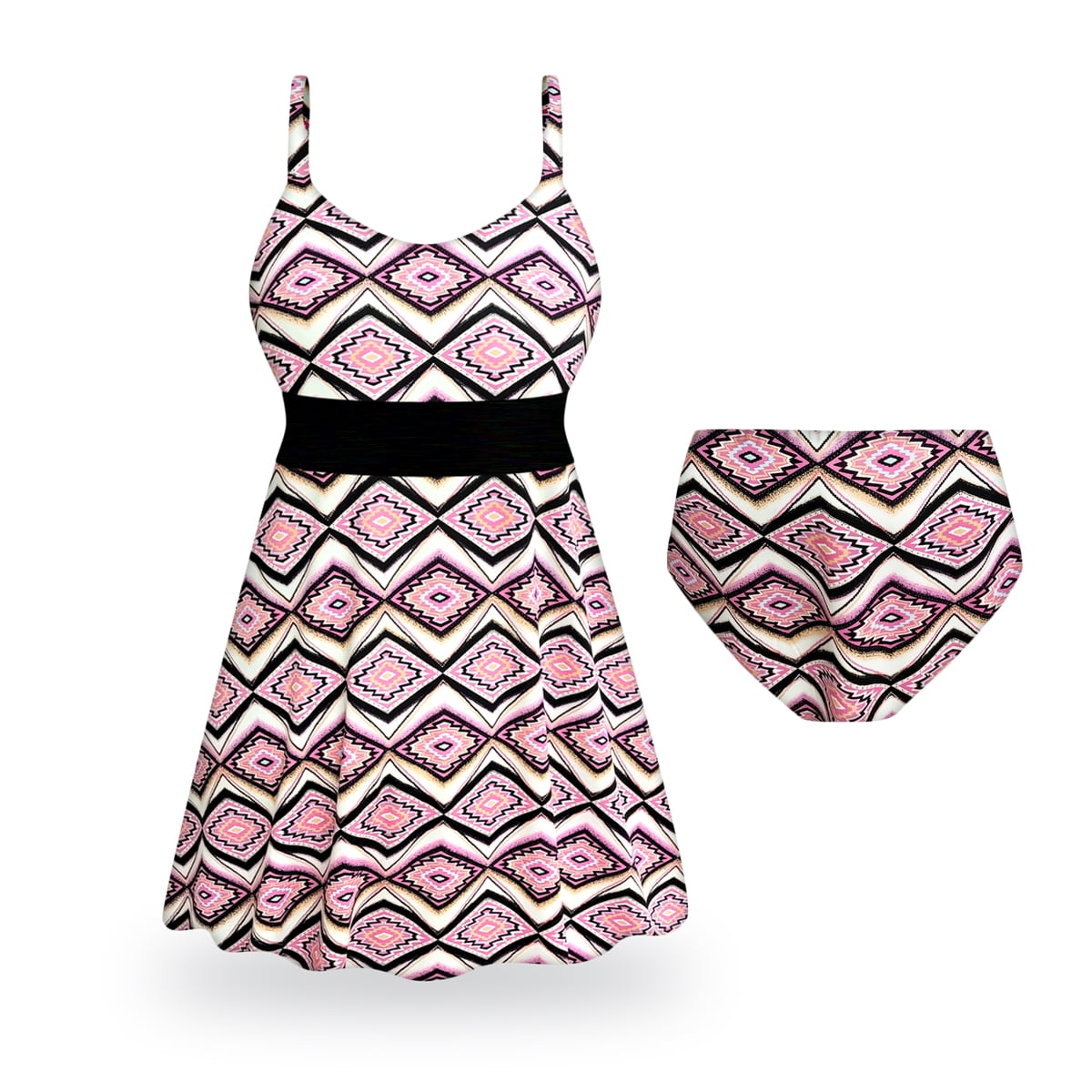 Plus Size Womens Swimsuit 1x Mandala Diamonds TwoPiece Mandala