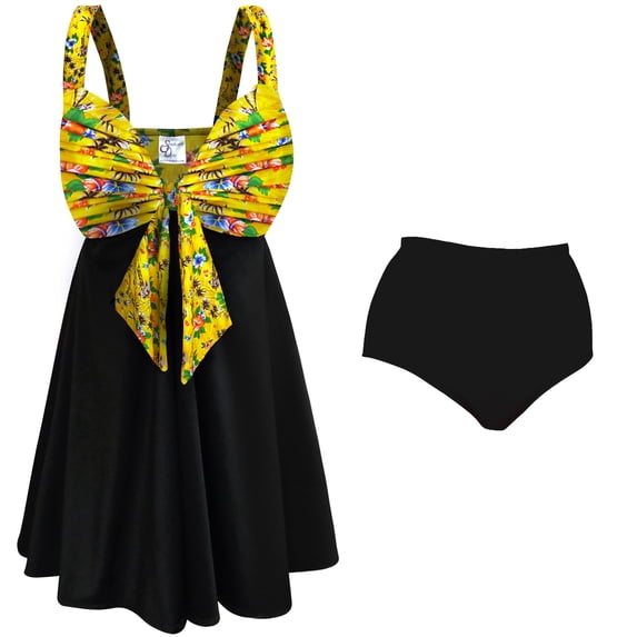 Plus Size Womens Swimsuit 5x Sunset Lei Limited Edition Print Two-Piece Swimdress Sweetheart Style