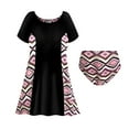 thumbnail image 1 of Plus Size Womens Swimsuit 7x Mandala Diamonds Two-Piece Princess Cut Swimdress Shirt Short Sleeves with Patterned Panty Bottom, 1 of 4