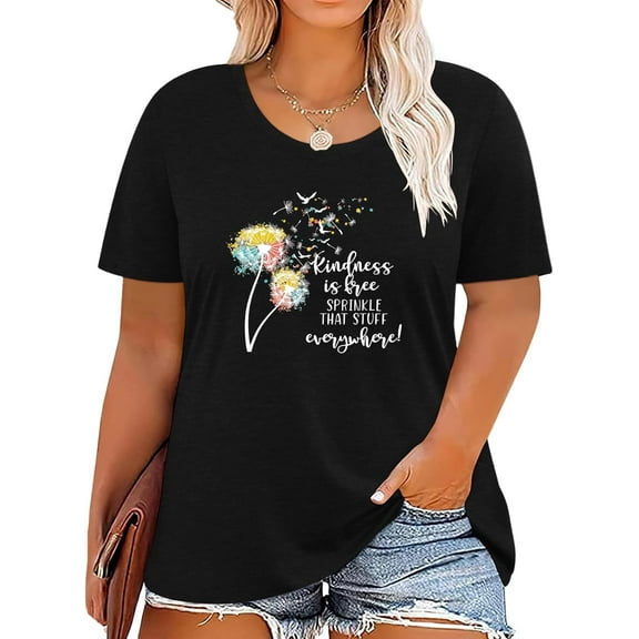 Plus Size Womens T Shirts Sunflower Graphic Tee Summer Tops Holiday Short Sleeve