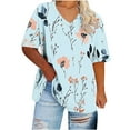 thumbnail image 1 of Plus Size Women's Tops Short Sleeve Casual Under 10$ 4X Loose Blouse, 1 of 5