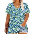thumbnail image 1 of Plus Size Women's Tops Short Sleeve Casual Under 10$ 4X Loose Blouse, 1 of 5