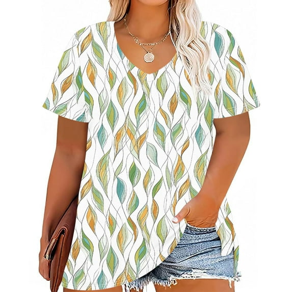 Plus Size Womens Tops Short Sleeve Casual Under 10$ 4X Loose Blouse
