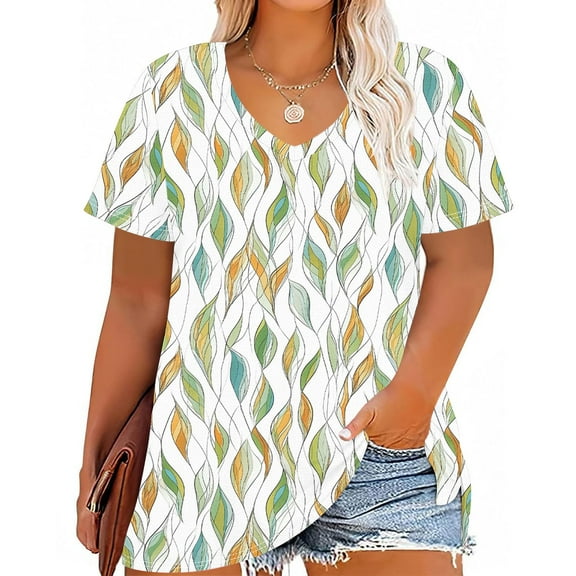 Plus Size Womens Tops Short Sleeve Casual Under 10$ 4X Loose Blouse