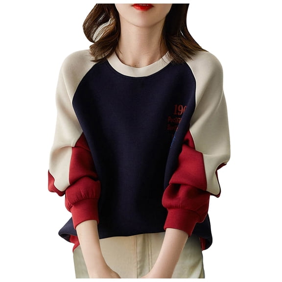 Plus Size Womens Tops Fall Winter Loose Crew Neck Long Sleeve Kimono One Shoulder Hollow Graphic Leisure Cotton Top Tops(Red,L)