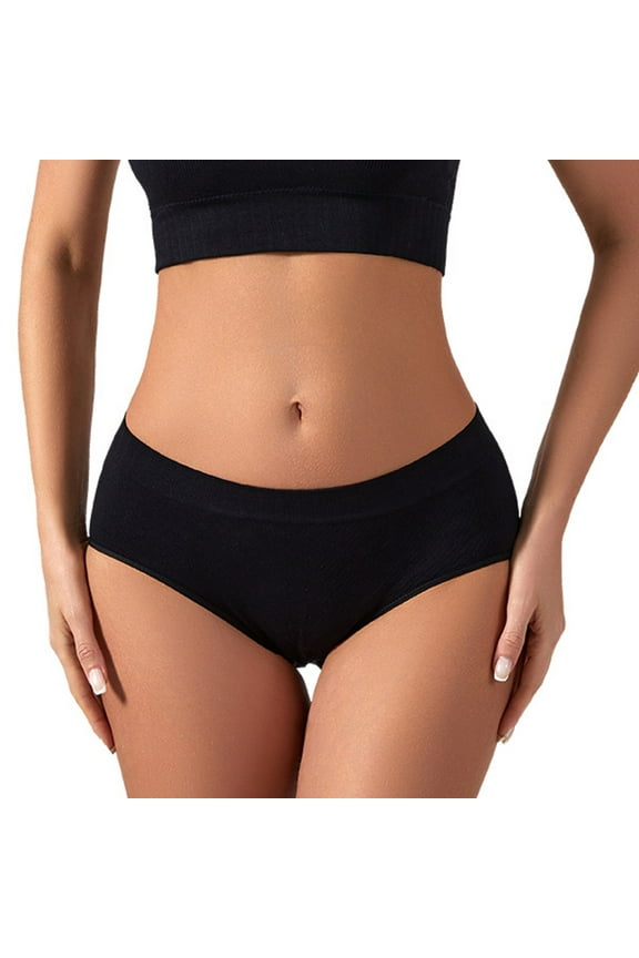Plus Size Womens Underwear Women Solid Color Patchwork Briefs Panties Underwear Butt Lifter Bikini Underpants Cotton Thong Underwear for Women Black XXL