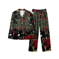 thumbnail image 1 of Plus Size Womens Xmas Pajamas 2 Piece Set Santa Gnome Christmas Long Sleeve Sleepwear Pants Sets Button Down Pjs, 1 of 2