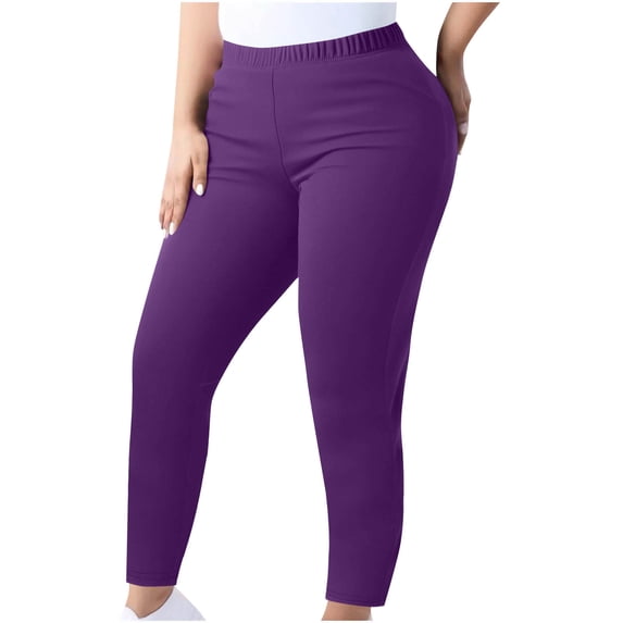 Plus Size Workout Pants for Women Yoga Capri Elastic Waistband Loose Stretchy Pull-On Trouser
