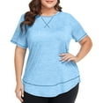 thumbnail image 1 of Plus Size Workout Tops for Women Short Sleeve Loose fit Shirts Athletic Gym Yoga Clothing, 1 of 5