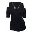 thumbnail image 1 of Plus Size Wrap Bodice Top with Necklace Detail Black, 1 of 3