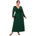 thumbnail image 1 of Plus Size Wrap V Neck Maxi Dress For Women Formal Curvy Long Dresses Lace Short Sleeve Summer Dress, 1 of 5
