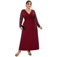 thumbnail image 1 of Plus Size Wrap V Neck Maxi Dress For Women Formal Curvy Long Dresses Lace Short Sleeve Summer Dress, 1 of 5