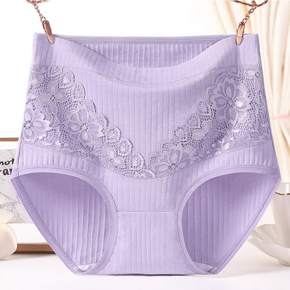 Plus Size XL-6X Womens High Waisted Cotton-Period Underwear Reusable Panties Solid Lace Comfort Stretchy Full-Coverage Leakproof Briefs