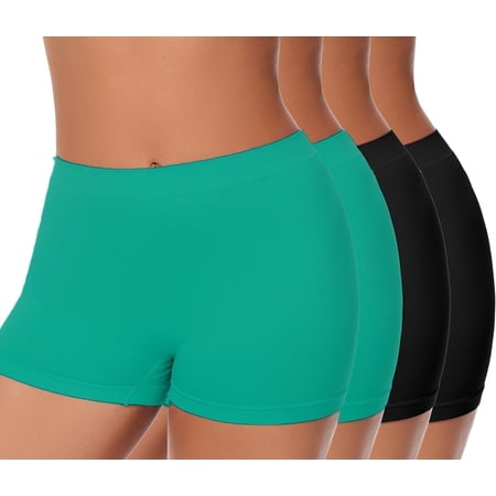 Plus Size XL-6XL BoyShorts Underwear for Women High Waisted Panties Stretch Boxer Boxer Briefs 4 Pack 2Black+2DarkGreen 5XL
