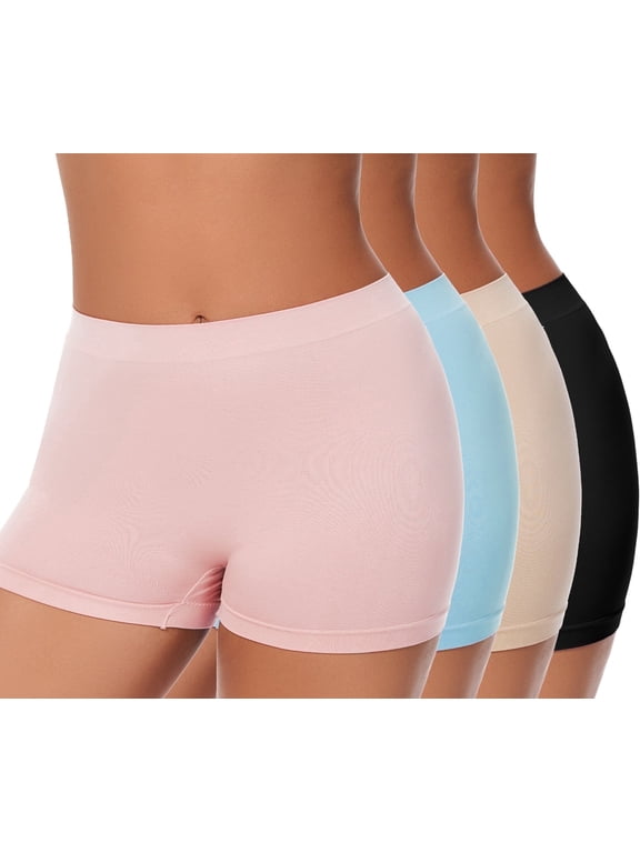 Plus Size XL-6XL BoyShorts Underwear for Women High Waisted Panties Stretch Boxer Boxer Briefs 4 Pack