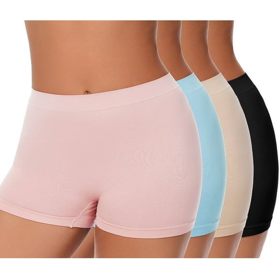 Plus Size XL-6XL BoyShorts Underwear for Women High Waisted Panties Stretch Boxer Boxer Briefs 4 Pack
