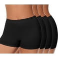 thumbnail image 1 of Plus Size XL-6XL BoyShorts Underwear for Women High Waisted Panties Stretch Briefs 4 Pack 2Black+2Black 6XL, 1 of 7